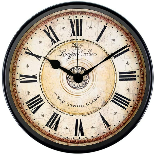 New Traditional Black Wall Clock Whisper Quiet Non ticking Battery Operated